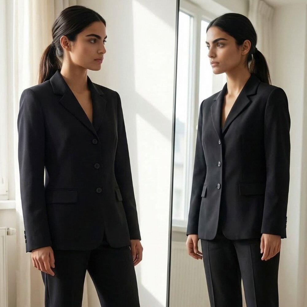 90s Vintage Style & Co Classic Black Women's Long Blazer